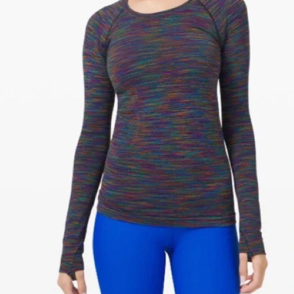 Lululemon Swiftly Tech Long Sleeve 2.0 in Black / Rainbow